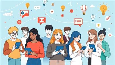 An imaginative illustration showcasing a diverse group of individuals interacting with AI-powered language tutors on digital devices, representing a modern and dynamic approach to language learning.