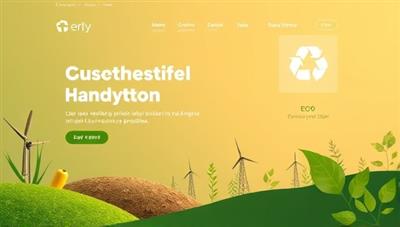 An eco-friendly website design featuring earthy tones, natural imagery, and renewable energy symbols, with a focus on sustainable products and practices, creating a visually appealing and environmentally conscious online presence.