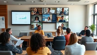 A virtual classroom setting with diverse participants engaged in interactive financial literacy workshops, led by expert coaches and accompanied by visual aids and learning materials, fostering a collaborative and empowering learning environment.