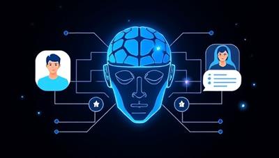 An illustration depicting a futuristic AI analyzing candidate profiles and job descriptions, with digital connections forming between the best matches, symbolizing the efficient and accurate matching process of the platform.