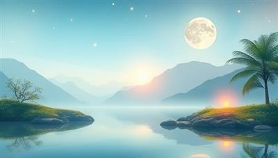 A soothing visual representation of mental wellness, featuring a serene digital landscape with calming colors, mindfulness symbols, and peaceful imagery like nature scenes and relaxation elements, evoking a sense of tranquility and emotional balance.