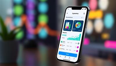 An animated image showing a smartphone screen displaying the ExpenseEase app, with colorful graphs and charts representing expense breakdowns, creating a visually appealing and user-friendly interface.