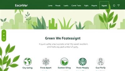 An eco-friendly website interface featuring nature-inspired elements, green color schemes, and eco logos, representing the sustainable and environmentally conscious designs of GreenWebDesign.