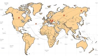 An intricate network of interconnected franchise locations on a map, symbolizing the growth and expansion facilitated by our franchise consulting services, with each location representing a successful franchised business under our guidance.