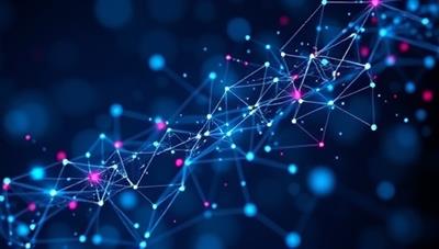 An abstract representation of interconnected data points and algorithms floating in a digital space, symbolizing the sophisticated AI technology behind InvestIQ's personalized investment recommendations, conveying innovation and efficiency in the investment decision-making process.