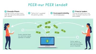 An engaging infographic illustrating the peer-to-peer lending process, showing money flowing between borrowers and lenders through a digital platform, symbolizing financial empowerment and community support.