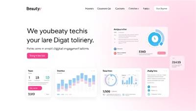 A sleek and modern digital beauty tech consultancy website interface showcasing innovative beauty tech solutions, digital tools, analytics dashboards, and customer engagement platforms, highlighting efficiency and digital transformation in the beauty industry.