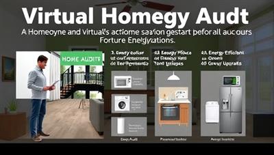 A digital representation of a virtual home energy audit session, featuring an energy auditor guiding a homeowner through virtual assessments and energy-saving recommendations, with energy-efficient appliances and green home upgrades displayed in a virtual home setting, conveying the concept of sustainable home energy solutions through virtual consultations.