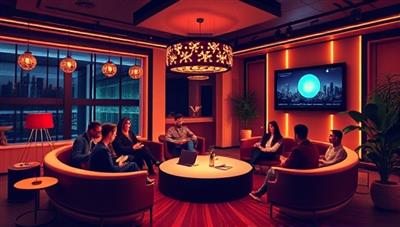 An online platform design featuring a virtual crypto club lounge with members networking, attending webinars, and discussing investment strategies, creating a dynamic and interactive space for crypto enthusiasts to learn and grow together.