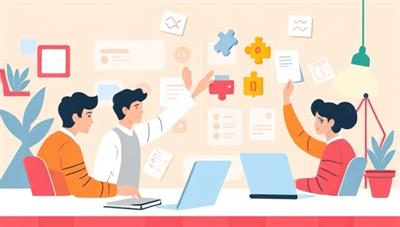 An interactive digital illustration of a remote team participating in a virtual team building quest, solving puzzles, collaborating on challenges, and celebrating achievements together in a digital workspace, fostering teamwork and camaraderie in a virtual setting.