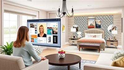A visually captivating representation of a virtual interior design consultation session on the DesignVirtu Consult platform, featuring a designer presenting mood boards, color swatches, and furniture layouts to a client via video call, with a virtual room transformation visual in the background, showcasing the platform's design expertise and creative solutions.