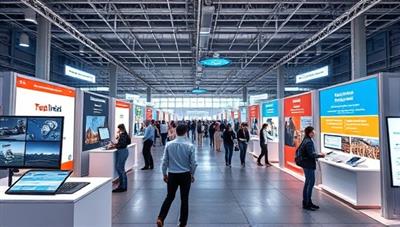 An immersive virtual career fair environment with digital booths representing different industries, interactive networking zones, and career guidance sessions, illustrating a futuristic and engaging approach to career exploration.