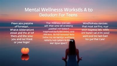 A serene visual representation of a virtual mental wellness workshop for teens, featuring calming colors, mindfulness exercises, positive affirmations, and supportive peer interactions, creating a peaceful and nurturing virtual space for teen well-being and self-care.