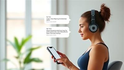 An AI-powered virtual fitness coach interacting with a user through a mobile app, providing real-time workout tips and motivational messages, showcasing the personalized and interactive nature of the platform.