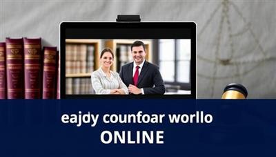 An engaging graphic showcasing a virtual meeting between a lawyer and a client on a computer screen, with legal books and a gavel in the background, symbolizing professional legal consultations online.
