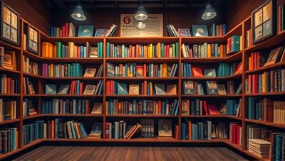 An immersive digital e-library interface showcasing a virtual bookshelf filled with diverse literary genres, interactive reading features, and a vibrant online community of readers engaging in discussions and book recommendations, promoting a love for literature and storytelling.