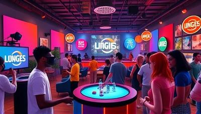 An immersive digital scenery showcasing a vibrant virtual reality lounge filled with diverse avatars engaging in social activities, games, and conversations, capturing the essence of connection and community in the virtual social space.