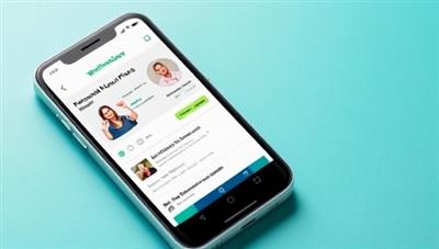 A smartphone displaying the WellnessWave app interface, showcasing personalized workout plans and nutrition recommendations, with a virtual coaching session in progress, emphasizing the convenience and accessibility of remote wellness coaching.