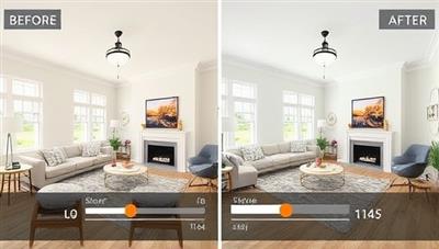 A virtual room rendering showcasing before and after design concepts, with interactive elements like sliders to compare different decor styles, furniture arrangements, and color schemes, inspiring subscribers to reimagine their living spaces.
