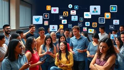 A diverse group of individuals engaging in language learning activities through a digital platform, showcasing interactive lessons and AI-powered feedback mechanisms, creating a dynamic and immersive learning environment.