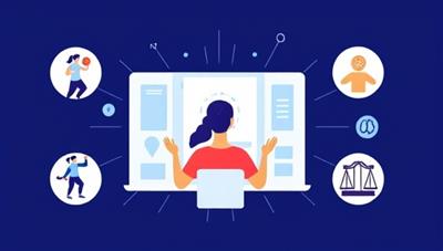 An uplifting visual of a person engaging in a virtual wellness coaching session with a coach, surrounded by icons symbolizing fitness, nutrition, mindfulness, and balance, depicting the holistic approach of the platform towards well-being and health improvement.