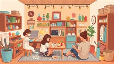 A cozy digital illustration showcasing a virtual DIY home improvement workshop with participants crafting, painting, and renovating their living spaces, surrounded by tools, materials, and design inspiration, creating a warm and inviting atmosphere for creative home projects.