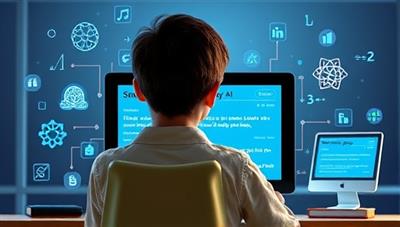 An engaging visualization of a student interacting with SmartStudy AI on a digital device, showcasing the AI algorithms providing real-time explanations and guidance on a complex math problem, with virtual tutors and study aids surrounding the screen, highlighting the efficiency and support offered by the service.