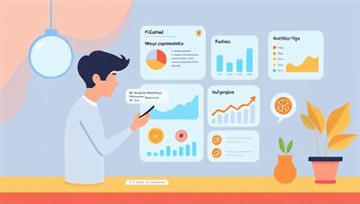 An engaging digital illustration showing a user interacting with the FitGenie AI app, receiving personalized workout recommendations and nutritional tips, with AI-powered analytics displayed in a visually appealing and user-friendly interface.