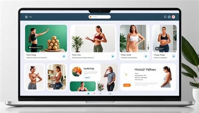 An online platform showcasing a variety of wellness services such as virtual fitness classes, nutritional consultations, and mental health resources, creating a vibrant and holistic wellness ecosystem.