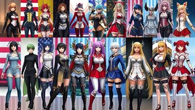 A digital cosplay showcase featuring a diverse array of virtual characters brought to life by members of CosplayVerse, with intricate costumes, detailed accessories, and vibrant backgrounds, highlighting the creativity and diversity of the virtual cosplay community.