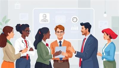 An engaging digital illustration depicting a diverse group of professionals receiving personalized career guidance and skill development resources through an interactive online platform, highlighting the value of tailored career services.