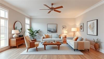 An AR visualization of a bare property room transformed into a stylish living space with virtual furniture, decor accents, and lighting adjustments, showcasing the transformative power of AR property staging for immersive design experiences.