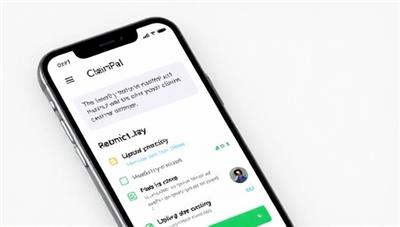 A mobile phone screen displaying the ClaimPal app interface with a user easily submitting a claim through chatbot assistance and uploading photos for quick processing, illustrating the simplicity and efficiency of the mobile claims assistant.