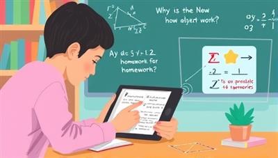 An illustration showcasing a student using the AI-powered homework assistance platform on a tablet, receiving instant feedback and guidance on complex homework problems, highlighting the efficiency and assistance provided by the platform.