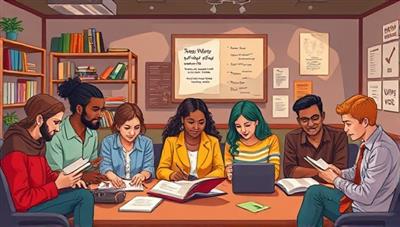 An artistic representation of a virtual writing workshop within the StoryWeave Network community, showcasing diverse individuals engaged in storytelling activities, sharing feedback on creative works, and participating in collaborative writing exercises, highlighting the vibrant and supportive environment of the platform for aspiring writers.