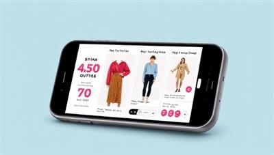 An engaging illustration of a smartphone screen displaying the StyleGenie AI app interface, with AI-powered outfit suggestions and virtual styling options, showcasing the app's innovative and personalized fashion solutions.