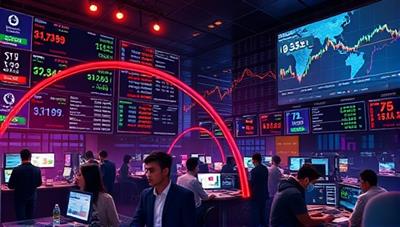 A dynamic visual of a digital trading floor with screens displaying live cryptocurrency prices, trading charts, and transaction volumes, surrounded by futuristic digital elements and a diverse group of traders engaged in exchanges, symbolizing a vibrant and active trading community.