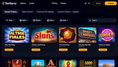 An AI interface displaying personalized slot recommendations based on player preferences, with colorful slot game thumbnails and ratings, showcasing the personalized and user-friendly nature of SlotSavvy AI.