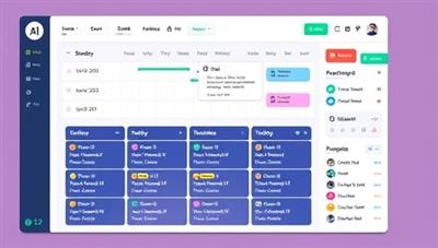 An AI-powered study planner interface showing a personalized study schedule, goal tracking, and recommended study materials, creating a tech-savvy and efficient study environment for students.