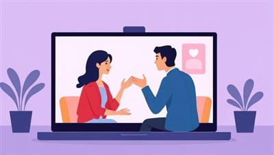 An illustrative scene of two individuals engaging in a virtual mediation session on a digital platform, with a mediator facilitating the conversation and guiding the conflict resolution process, symbolizing the effective and professional mediation services offered online.