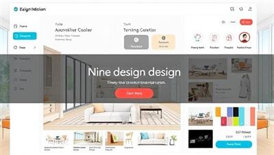 An online interior design platform interface displaying a user-friendly design dashboard with room visualization tools, color palettes, and furniture selections, creating a virtual design studio experience that inspires creativity and transformation.