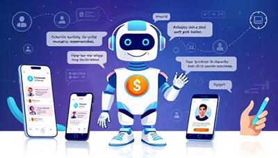 An innovative digital illustration featuring a friendly and futuristic AI chatbot interacting with users on various devices, analyzing risk factors and offering tailored insurance recommendations in real-time, illustrating the seamless and interactive experience of RiskGuard Chat.