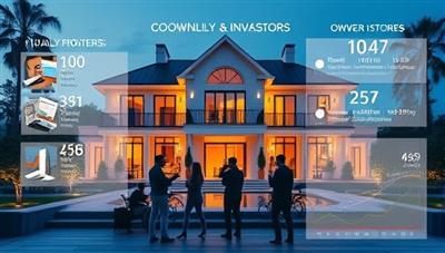 An elegant visual of a diverse group of investors virtually co-owning a luxurious property, with digital overlays illustrating property details, investment shares, and rental income projections, symbolizing collaborative wealth-building through fractional real estate ownership with PropertyPartners, inspiring trust and transparency in real estate investing.