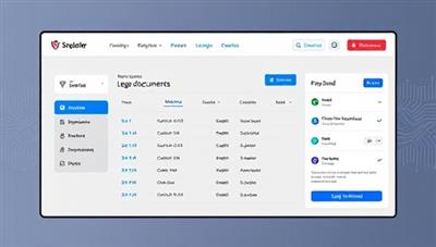 A sleek and modern website interface showcasing a user-friendly dashboard where legal documents are being automatically generated and customized in real-time, with AI algorithms running in the background, symbolizing efficiency and innovation.