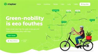 A visually appealing website banner showcasing an eco-friendly transportation map with green routes, emission reduction statistics, and happy commuters using sustainable transportation modes like bicycles, electric vehicles, and public transit, illustrating the platform's commitment to green mobility solutions.