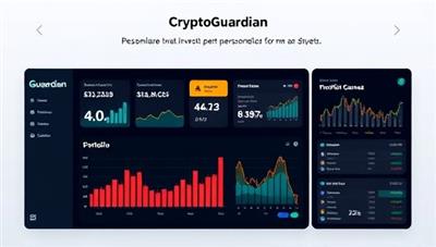 An image featuring a sleek and modern dashboard of the CryptoGuardian platform displaying real-time cryptocurrency prices, portfolio performance charts, and personalized investment recommendations, conveying trustworthiness and sophistication in managing digital assets.