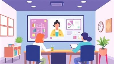 An illustrative graphic showing a virtual classroom setting where a tutor and students interact in a dynamic online learning environment, emphasizing the personalized and engaging nature of the STEM tutoring sessions offered on the platform.