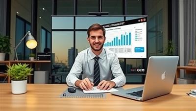 An image of a virtual meeting setup with a professional consultant discussing financial reports with a client via video call, showcasing the convenience and expertise of the virtual CFO service.