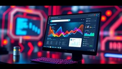 An image of a futuristic AI interface designing a website in real-time, with colorful digital graphics and a user-friendly dashboard, symbolizing innovation and simplicity in website creation.