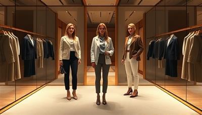 An elegant virtual fitting room experience where users can see themselves virtually trying on different outfits and accessories, enhancing the online shopping experience with a touch of personalization and convenience.
